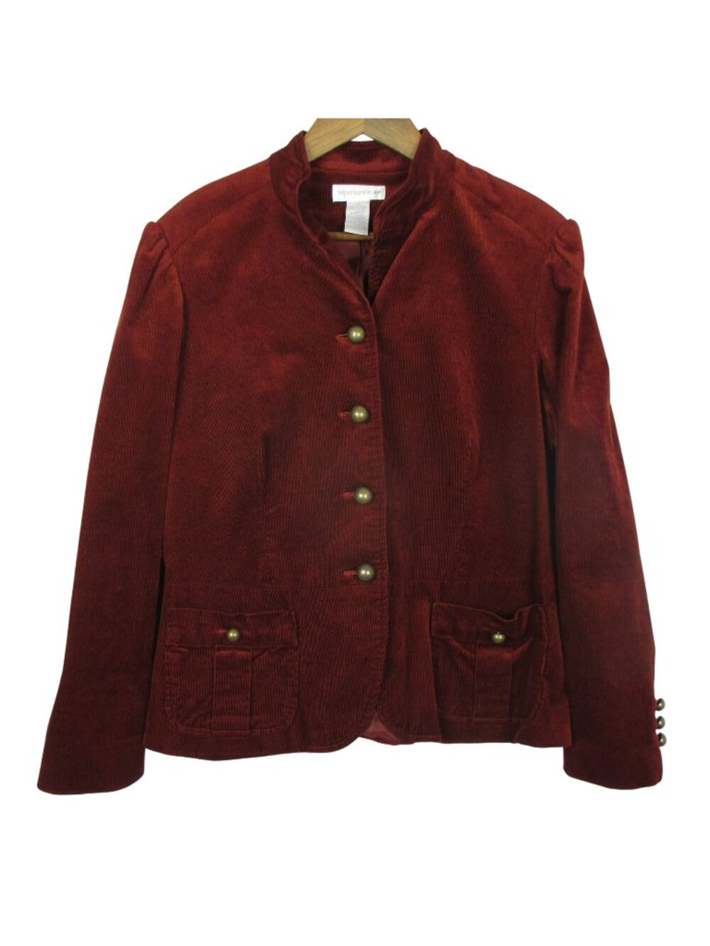 Worthington Women's Rust Corduroy Blazer Jacket 14 With Gold Button Vintage Fall